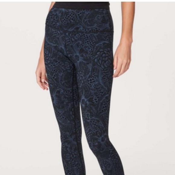 Lululemon Wunder Under Cropped Legging Nouveau Mach Blue Black - Picture 11 of 14